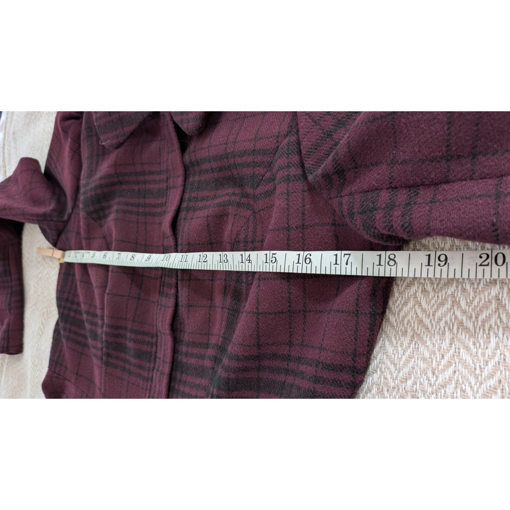 Hot Topic Plaid Fit Flare Coat Womens M Deep Burgundy Wine Gothic Whimsigoth Y2K - Picture 11 of 12